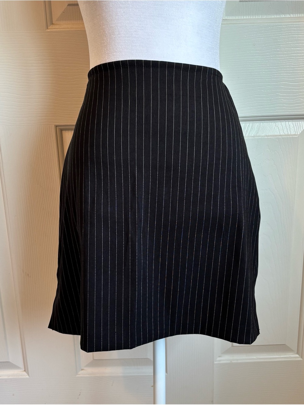 Women's Black Pinstripe A-Line Skirt
